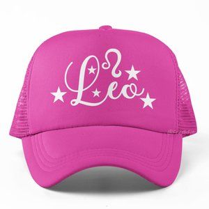 🆕LEO Script Stars Zodiac Pink Foam Trucker Hat Mesh Snapback Cap